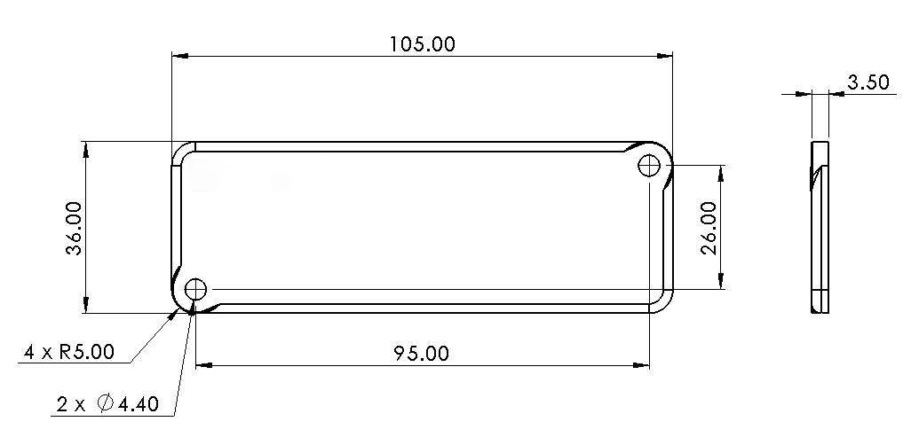 RA800 塑膠片封裝 UHF RFID Tag 尺寸